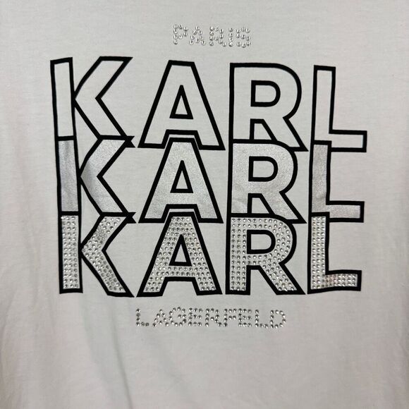 Karl Lagerfeld Paris Rhinestones Tee - Size Large - Picture 4 of 8